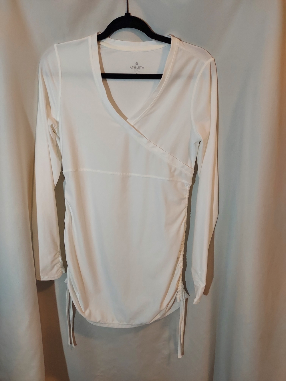 Athleta Wick-It White Long Sleeve Faux Wrap Swim Cover Up Tunic - Size S